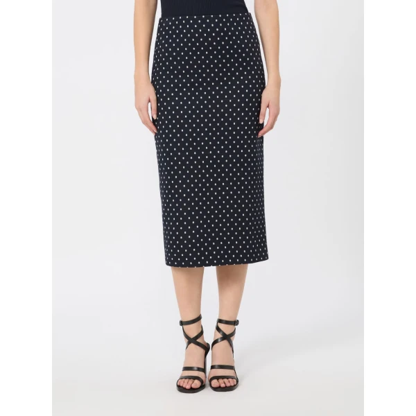 Max Mara Adatti Polka Dot Jersey Midi Skirt in Ultramarine | Pencil Skirts | Coveti