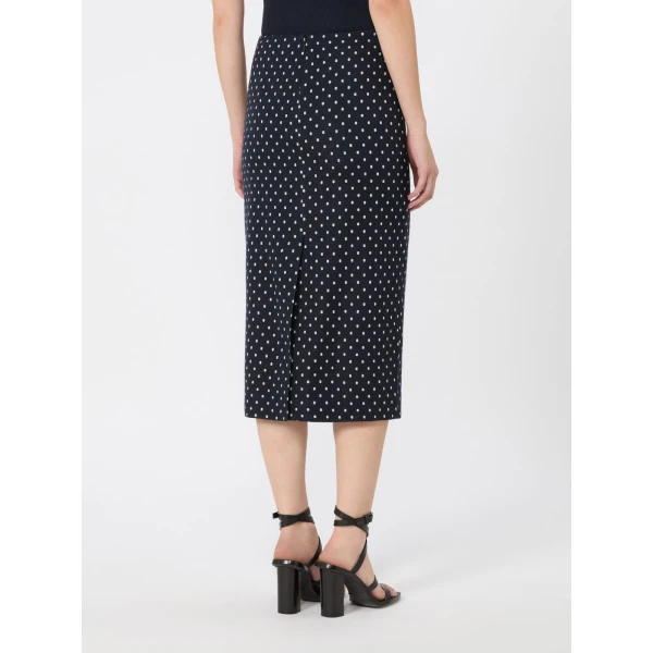 Max Mara Adatti Polka Dot Jersey Midi Skirt in Ultramarine | Pencil Skirts | Coveti