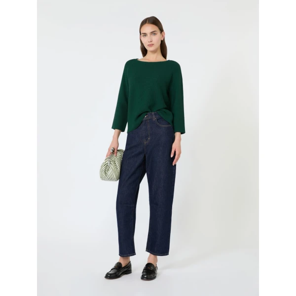Max Mara Addotto Cotton Links Stitch Jumper in Dark Green | Sweaters | Coveti