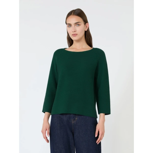 Max Mara Addotto Cotton Links Stitch Jumper in Dark Green | Sweaters | Coveti