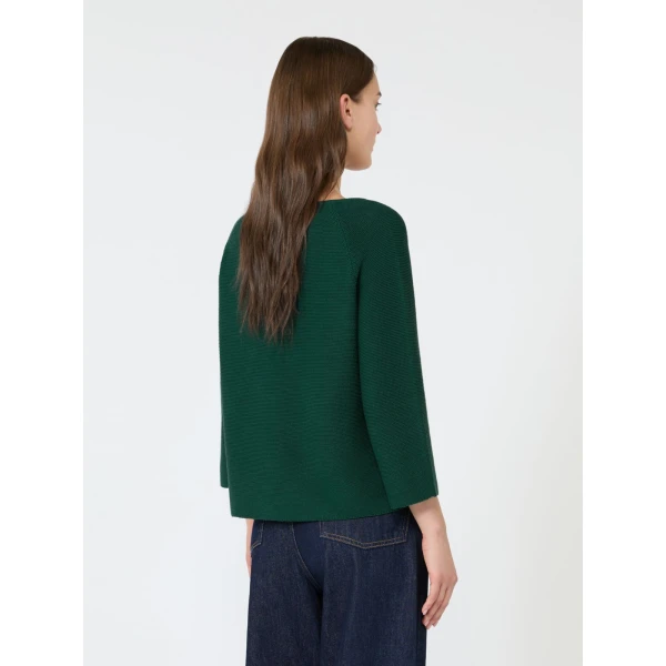 Max Mara Addotto Cotton Links Stitch Jumper in Dark Green | Sweaters | Coveti