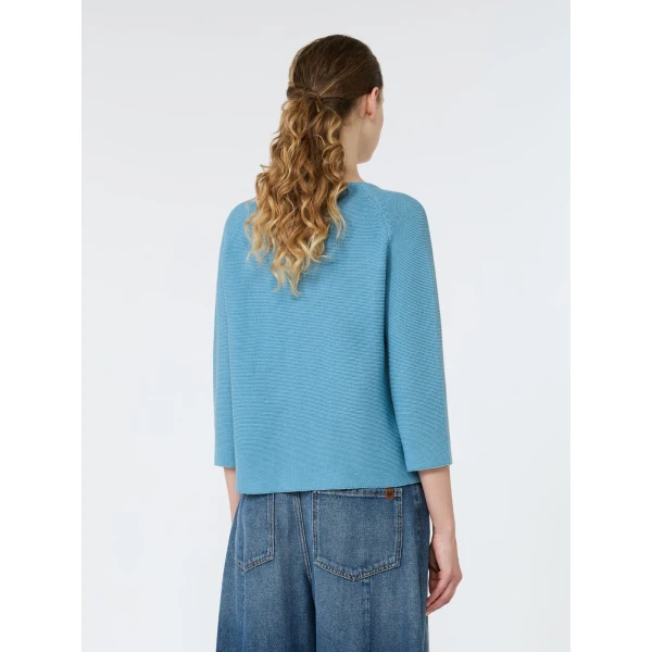 Max Mara Addotto Cotton Links Stitch Jumper in Light Blue | Sweaters | Coveti
