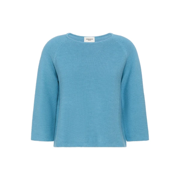 Max Mara Addotto Cotton Links Stitch Jumper in Light Blue | Sweaters | Coveti