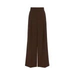 Max Mara Adelfi Wool Cloth Wide-Leg Trousers in Dark Brown | Wide leg pants | Coveti