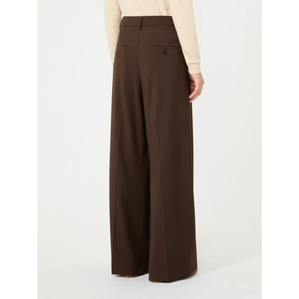 Max Mara Adelfi Wool Cloth Wide-Leg Trousers in Dark Brown | Wide leg pants | Coveti