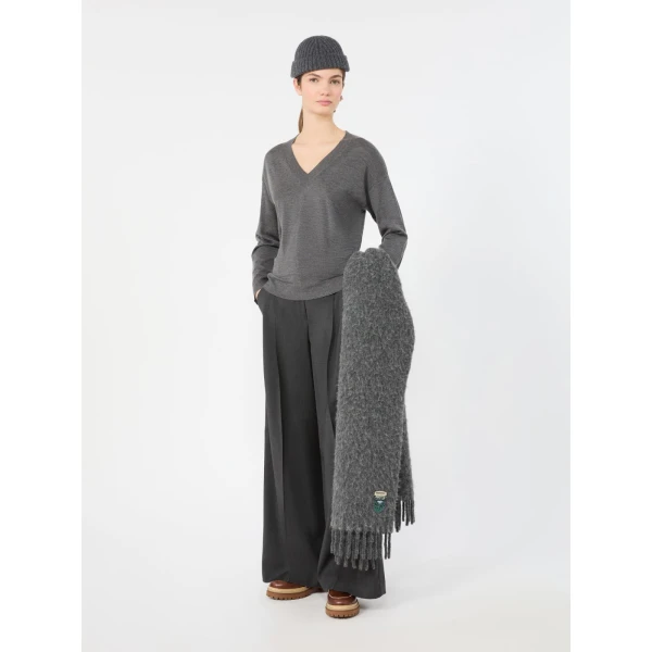 Max Mara Adelfi Wool Cloth Wide-Leg Trousers in Dark Grey | Wide leg pants | Coveti