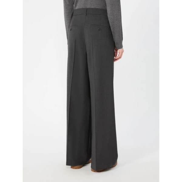 Max Mara Adelfi Wool Cloth Wide-Leg Trousers in Dark Grey | Wide leg pants | Coveti