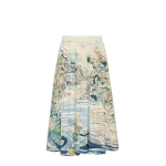Max Mara Adepto Pleated Printed Poplin Skirt in Light Blue | Pleated Skirts | Coveti