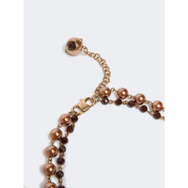 Max Mara Aderire Double Strand Beaded Necklace in Gold | Necklace | Coveti