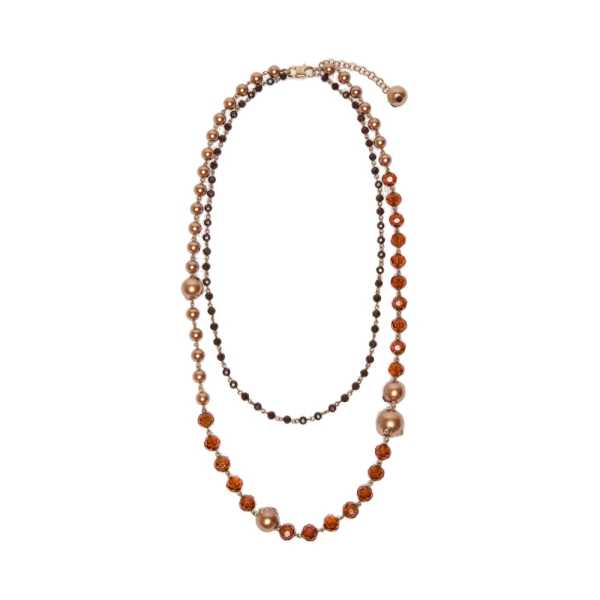 Aderire Double Strand Beaded Necklace in Gold