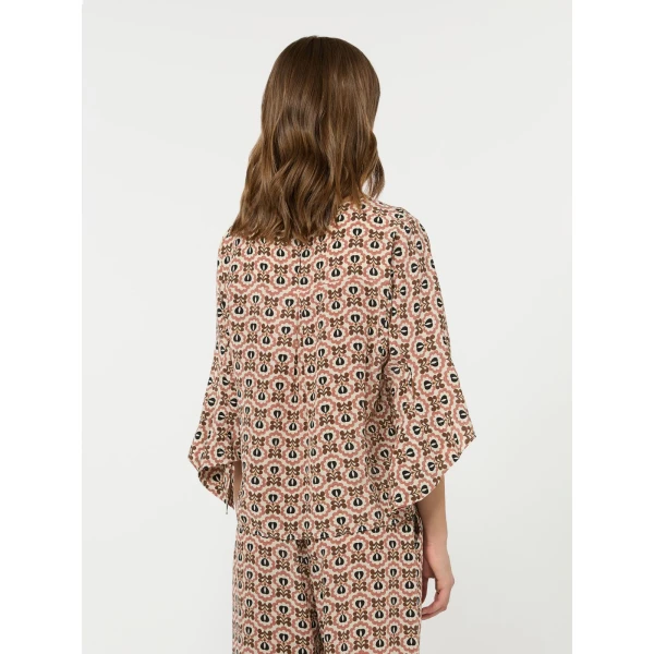Max Mara Adone Printed Silk Crepe de Chine Blouse in Antique Rose | Blouse | Coveti
