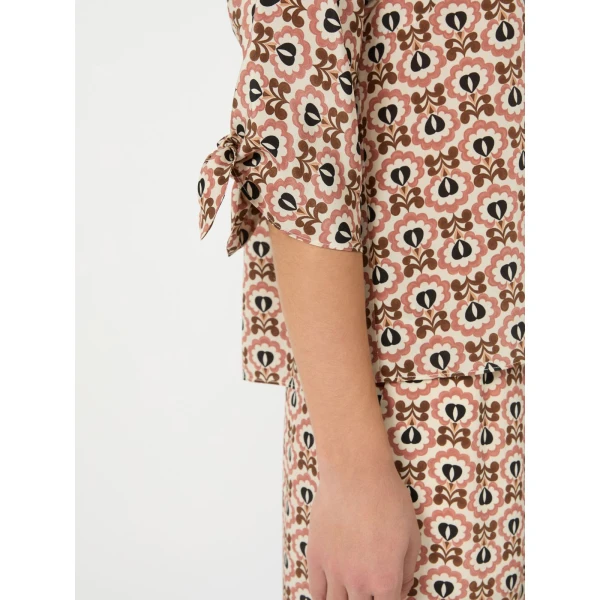 Max Mara Adone Printed Silk Crepe de Chine Blouse in Antique Rose | Blouse | Coveti