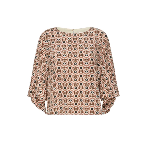 Max Mara Adone Printed Silk Crepe de Chine Blouse in Antique Rose | Blouse | Coveti
