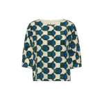 Max Mara Adone Printed Silk Crepe de Chine Blouse in Dark Green | Blouse | Coveti