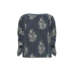 Max Mara Adone Printed Silk Crepe de Chine Blouse in Navy | Blouse | Coveti