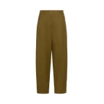 Max Mara Adorni Stretch Cotton Canvas Trousers in Khaki | Wide leg pants | Coveti