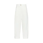 Max Mara Adorni Stretch Cotton Canvas Trousers in White | Wide leg pants | Coveti