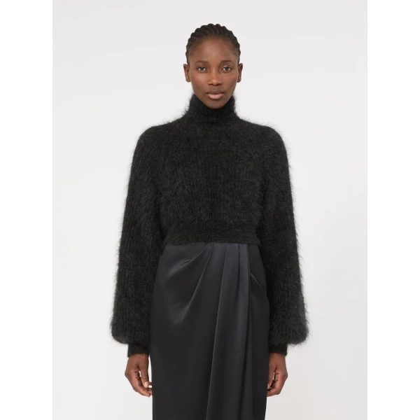 Max Mara Adorno Melange Mohair Yarn Jumper in Dark Grey | Sweaters | Coveti