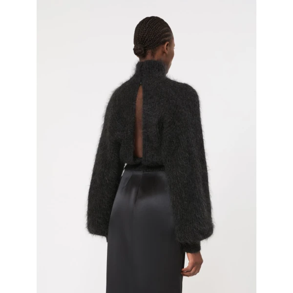 Max Mara Adorno Melange Mohair Yarn Jumper in Dark Grey | Sweaters | Coveti