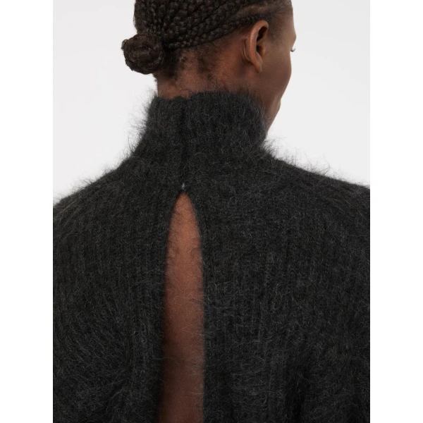 Max Mara Adorno Melange Mohair Yarn Jumper in Dark Grey | Sweaters | Coveti