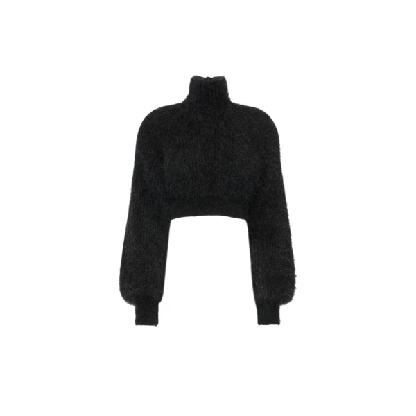 Adorno Melange Mohair Yarn Jumper in Dark Grey