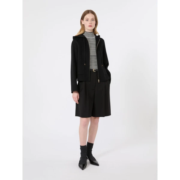 Max Mara Adorno Woollen Cloth Bermuda Shorts in Black | Shorts | Coveti