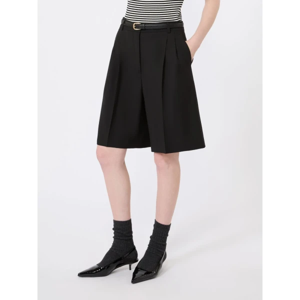 Max Mara Adorno Woollen Cloth Bermuda Shorts in Black | Shorts | Coveti