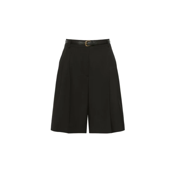 Max Mara Adorno Woollen Cloth Bermuda Shorts in Black | Shorts | Coveti