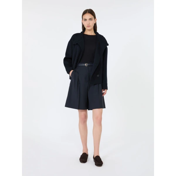 Max Mara Adorno Woollen Cloth Bermuda Shorts in Navy | Shorts | Coveti