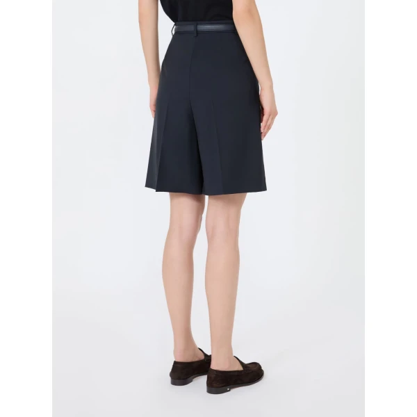 Max Mara Adorno Woollen Cloth Bermuda Shorts in Navy | Shorts | Coveti