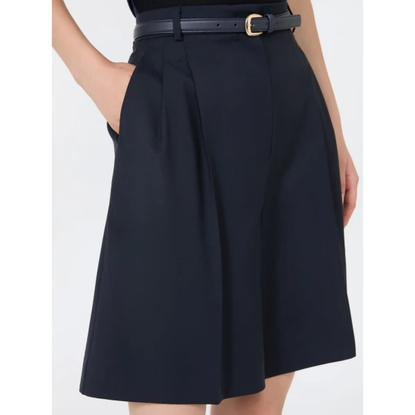 Max Mara Adorno Woollen Cloth Bermuda Shorts in Navy | Shorts | Coveti