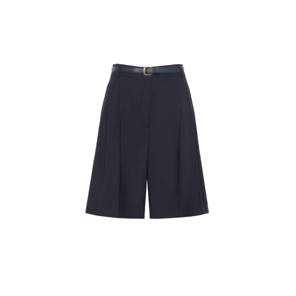 Max Mara Adorno Woollen Cloth Bermuda Shorts in Navy | Shorts | Coveti