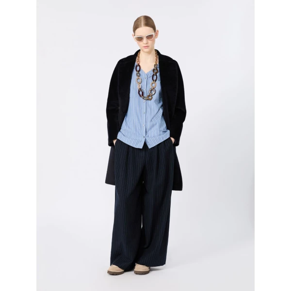 Max Mara Adriene Striped Cotton Poplin Shirt in Light Blue | Shirts | Coveti
