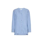 Max Mara Adriene Striped Cotton Poplin Shirt in Light Blue | Shirts | Coveti