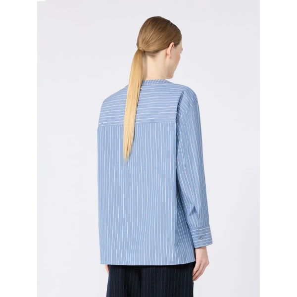 Max Mara Adriene Striped Cotton Poplin Shirt in Light Blue | Shirts | Coveti