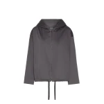 Max Mara Adua Hooded Cotton Satin Blouse in Dark Grey | Blouse | Coveti