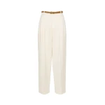 Max Mara Adunco Cotton Crepe Trousers in Ivory | Wide leg pants | Coveti