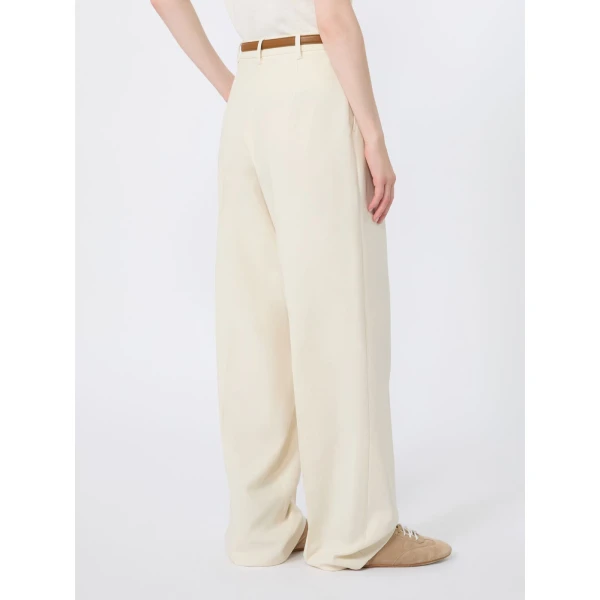 Max Mara Adunco Cotton Crepe Trousers in Ivory | Wide leg pants | Coveti