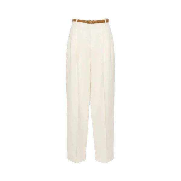 Max Mara Adunco Cotton Crepe Trousers in Ivory | Wide leg pants | Coveti