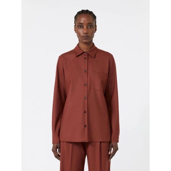 Max Mara Aere Cashmere Foule Shirt in Brick Red | Shirts | Coveti