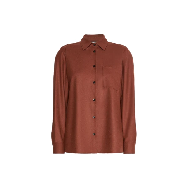 Aere Cashmere Foule Shirt in Brick Red