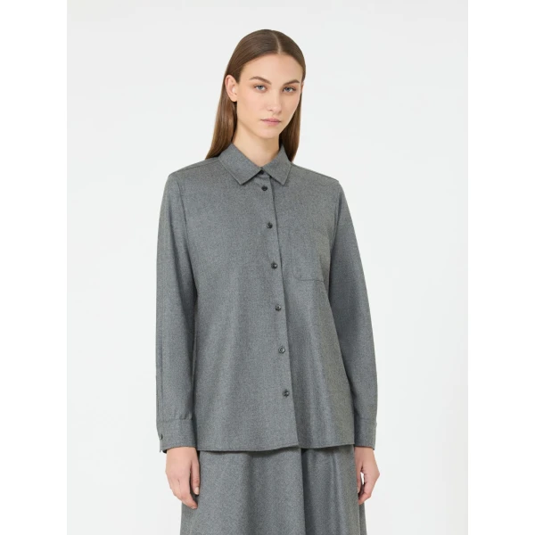 Max Mara Aere Cashmere Foule Shirt in Medium Grey | Shirts | Coveti