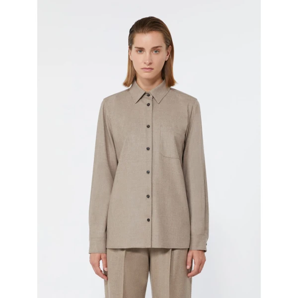 Max Mara Aere Cashmere Foule Shirt in Sand | Shirts | Coveti