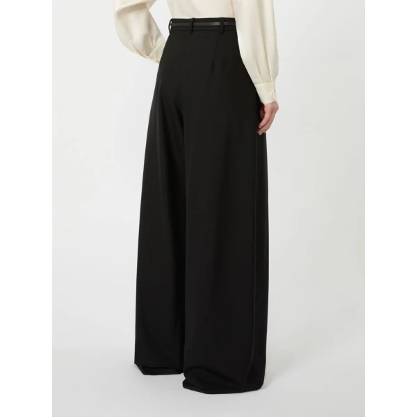 Max Mara Aere Wool Twill Wide-Leg Trousers in Black | Wide leg pants | Coveti