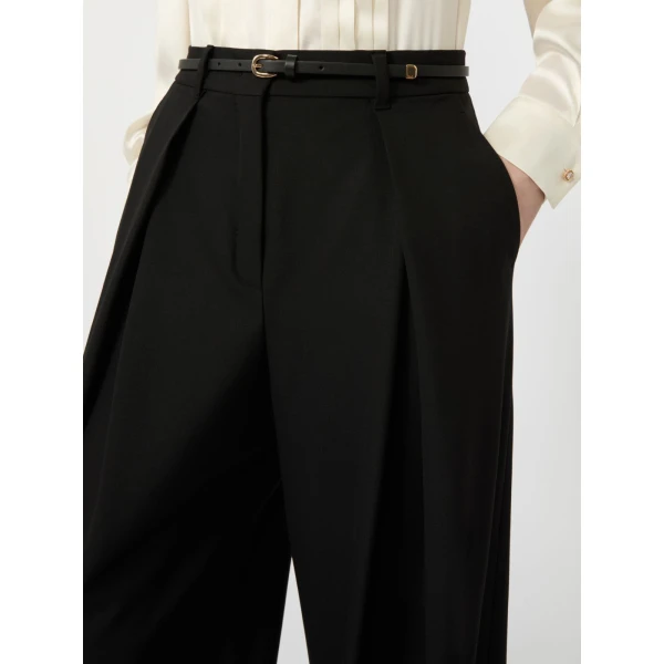 Max Mara Aere Wool Twill Wide-Leg Trousers in Black | Wide leg pants | Coveti