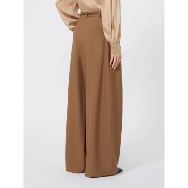 Max Mara Aere Wool Twill Wide-Leg Trousers in Tobacco | Wide leg pants | Coveti