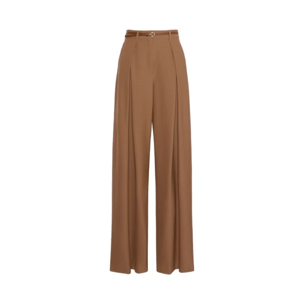 Max Mara Aere Wool Twill Wide-Leg Trousers in Tobacco | Wide leg pants | Coveti