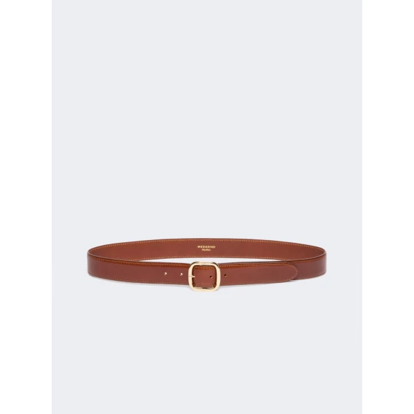 Max Mara Aereo Leather Belt in Tobacco | Belts | Coveti