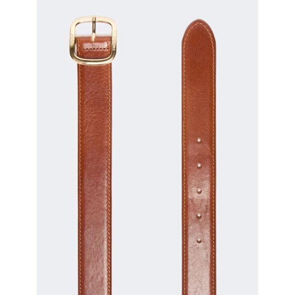 Max Mara Aereo Leather Belt in Tobacco | Belts | Coveti