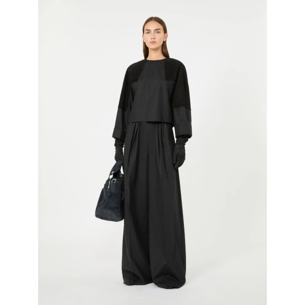 Max Mara Afa Wool Flannel Blouse in Dark Grey | Blouse | Coveti